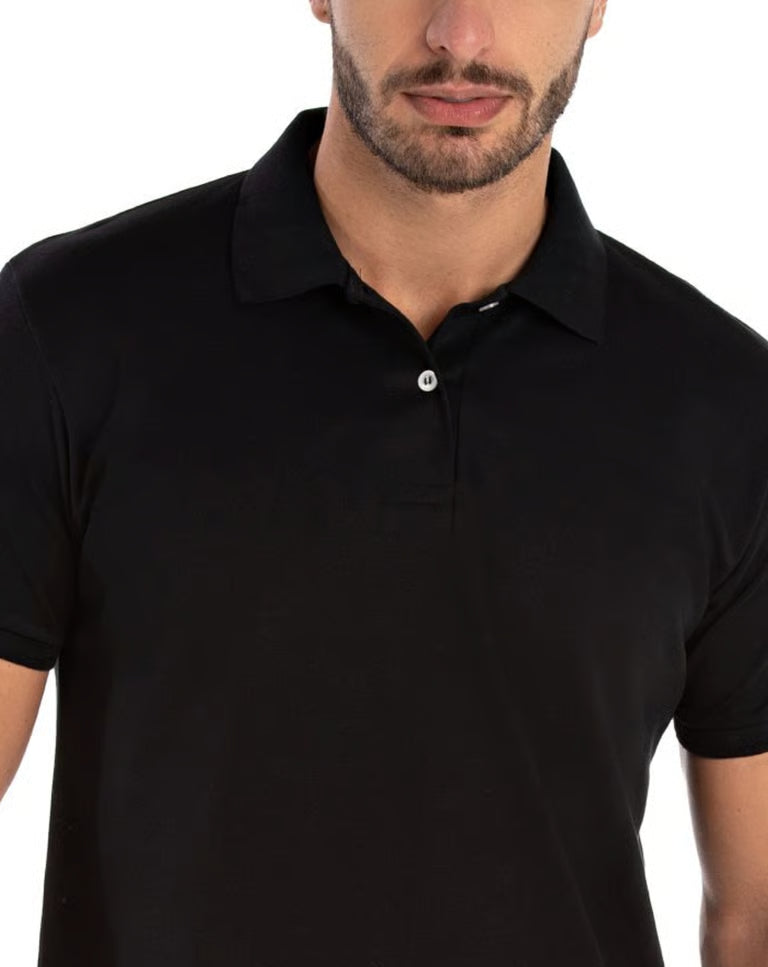 Camisa Polo Piquet Masculina Preta