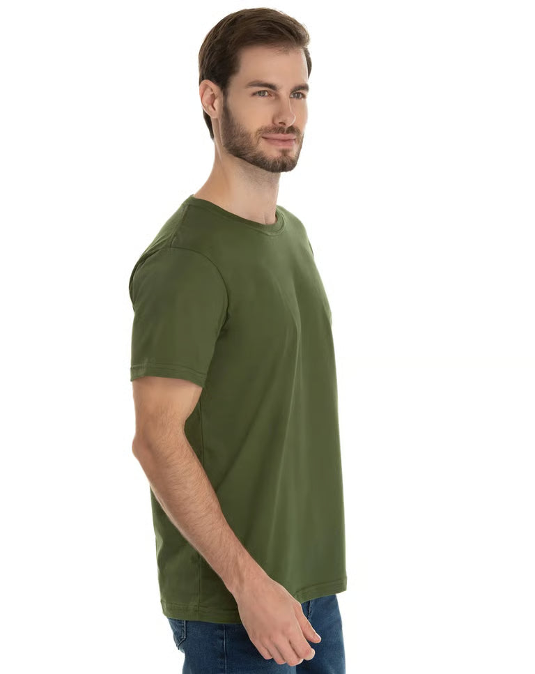 Camiseta de Algodão Premium Verde Militar