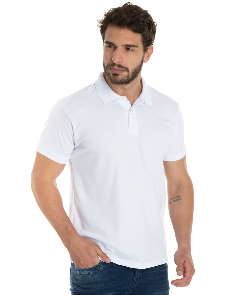 Camisa Polo Piquet Masculina Branca